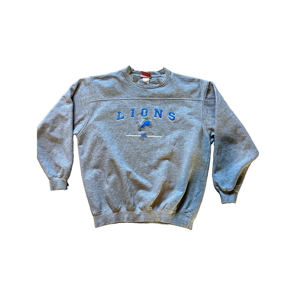 VTG NFL Detroit Lions Crewneck Sweatshirt Gray/Blue Officially Licensed Football